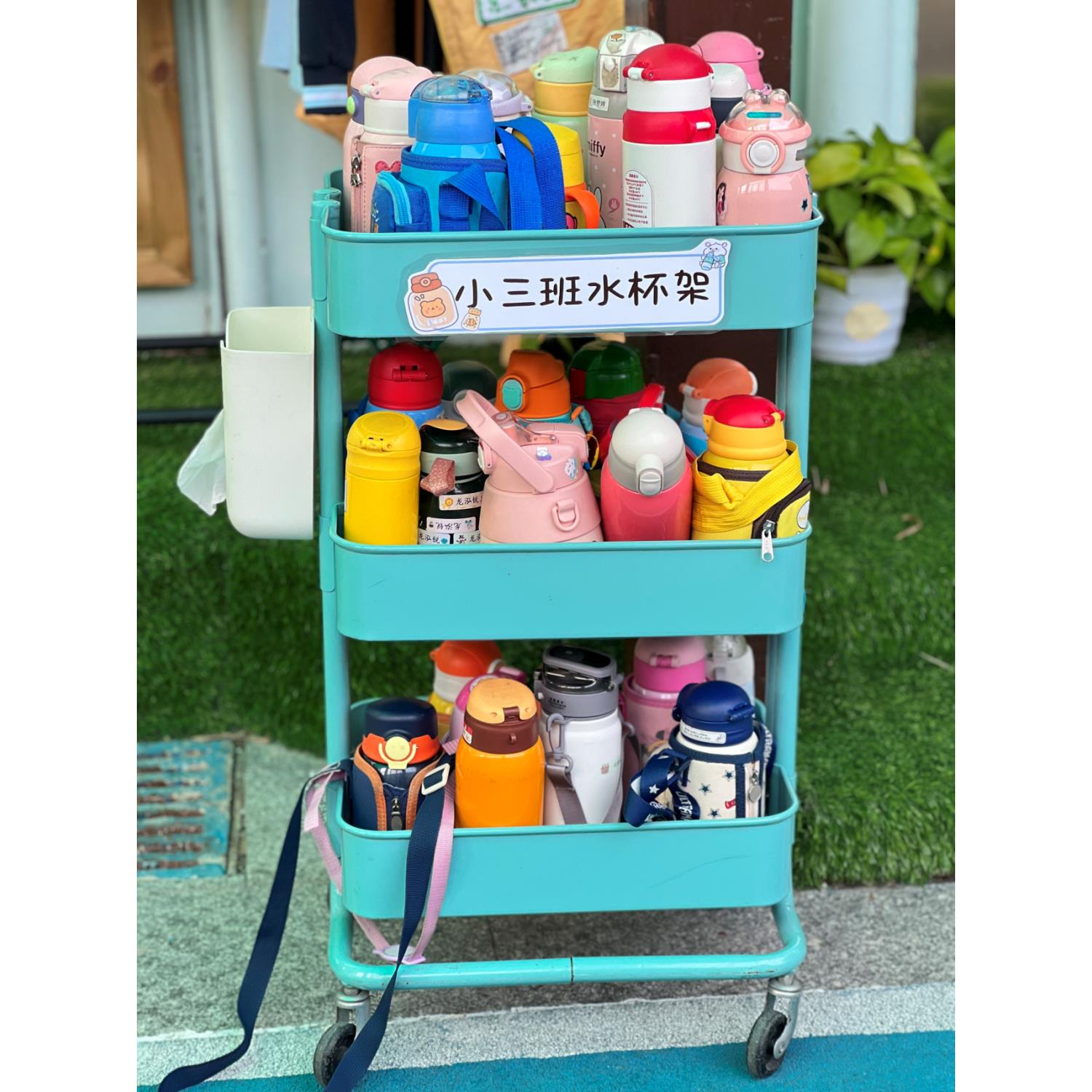 幼儿园保温喝水杯置物架学校生书包存放架户外工具车手推车储物架