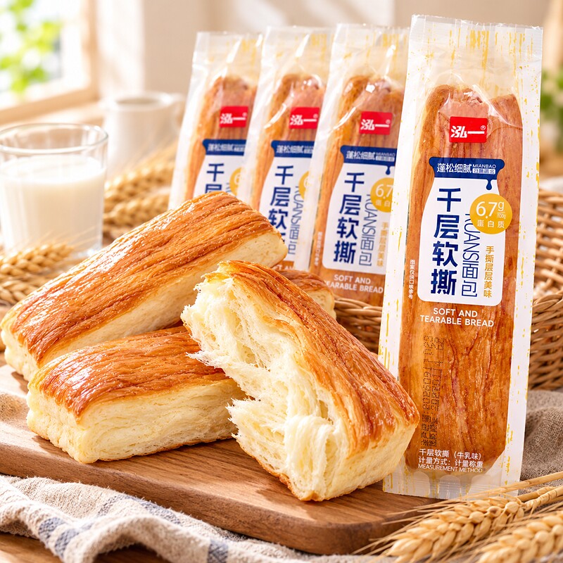 泓一千丝千层软撕面包代餐早餐面包下午茶糕点心零食充饥夜宵食品