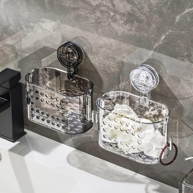 吸盘废弃洗脸巾收纳盒壁挂洗漱台置物架擦脸巾收纳架卫生间挂篮