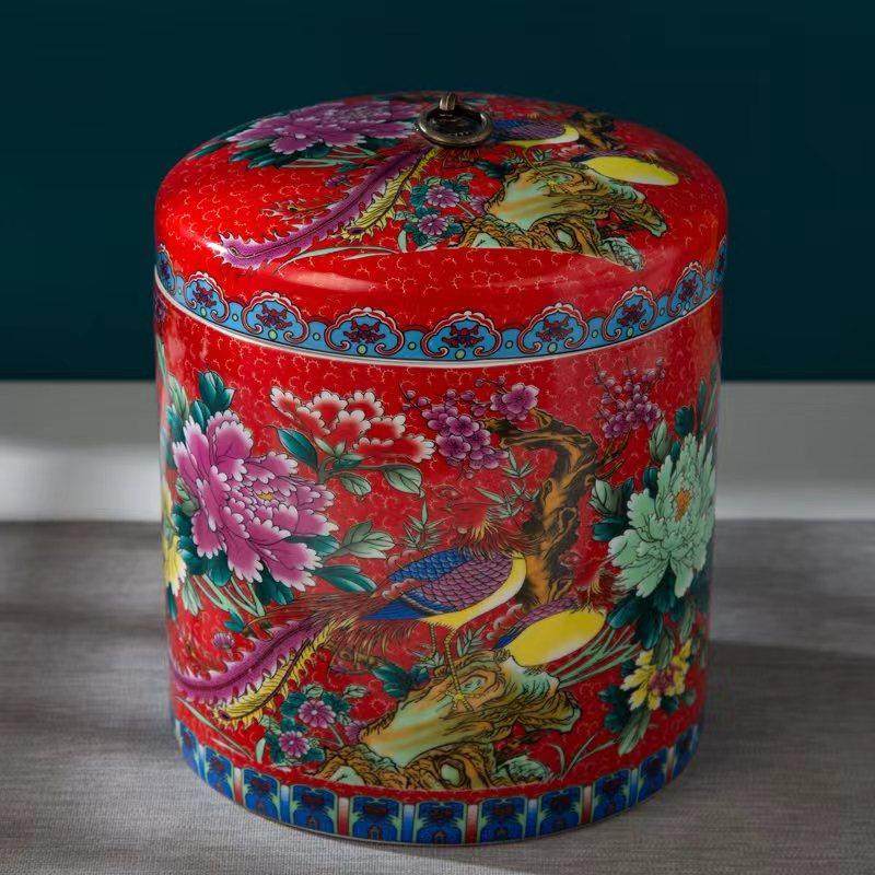 仿古珐琅彩景德镇陶瓷米桶米缸宽口10斤装面粉密封储米箱防潮有盖,厨房/烹饪用具,米桶/米缸,淘宝优惠券,粉丝福利购,淘宝优惠卷