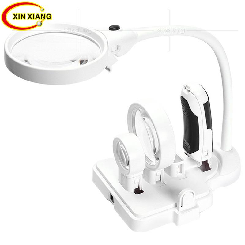 三镜头2.5倍5倍16倍手持台式互换LED灯阅读鉴定线路板维修放大镜