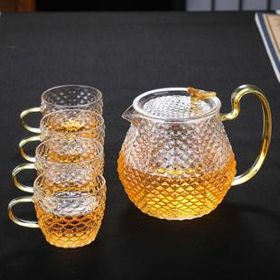 高硼硅耐高温办公室会客家用泡茶龙香壶 玻璃过滤内胆龙鳞茶壶套装