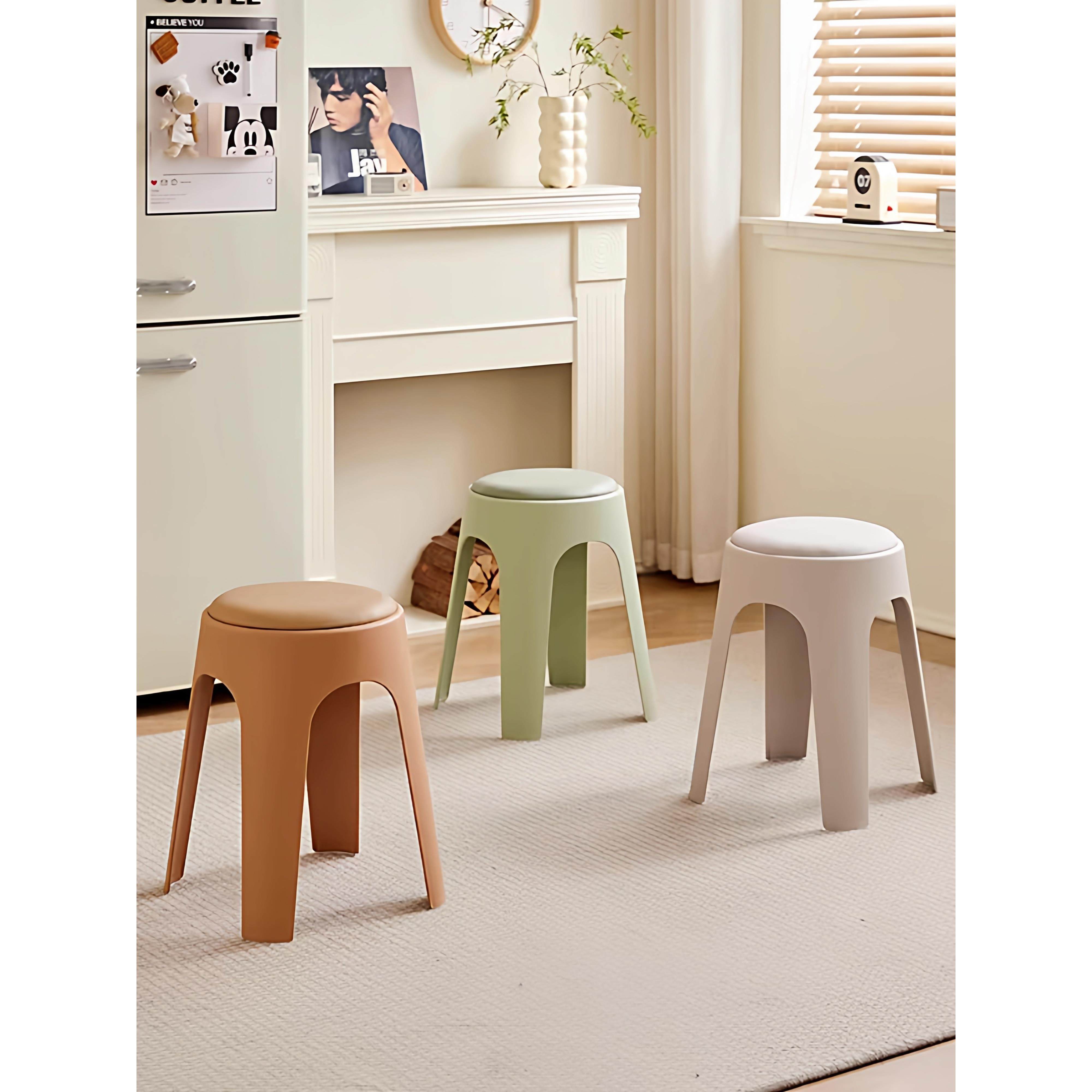 塑料凳子家用加厚可叠放软包圆餐桌备用高板凳耐用客厅高级感椅子,住宅家具,其它凳子,淘宝优惠券,粉丝福利购,淘宝优惠卷