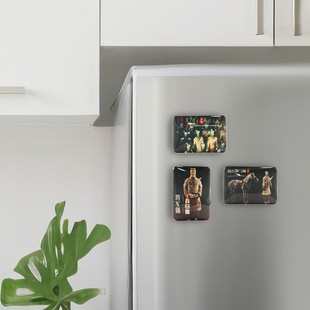 秦始皇兵马俑帝陵博物院水晶冰箱贴跪射俑将军俑西安旅游纪念品