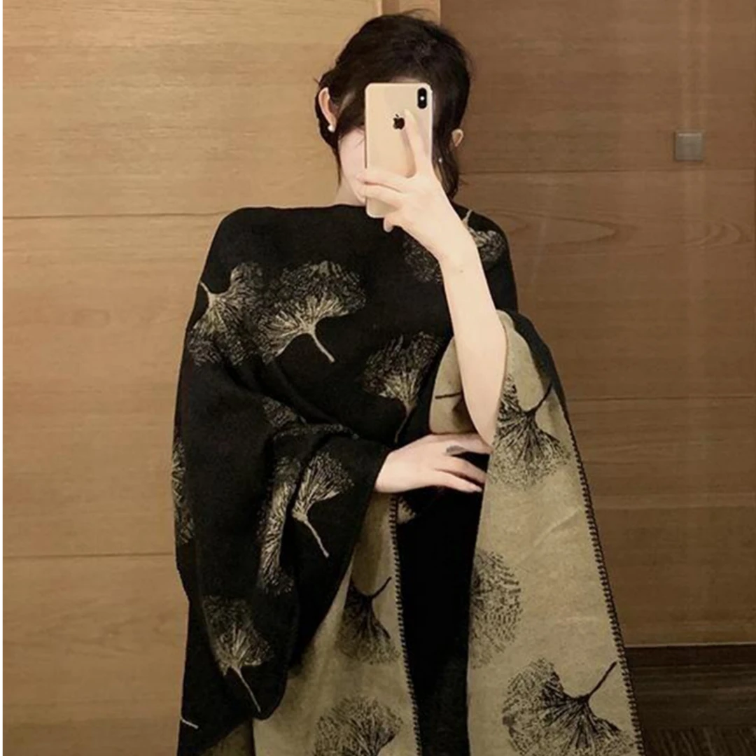韩版小众设计感双面大披肩外搭女