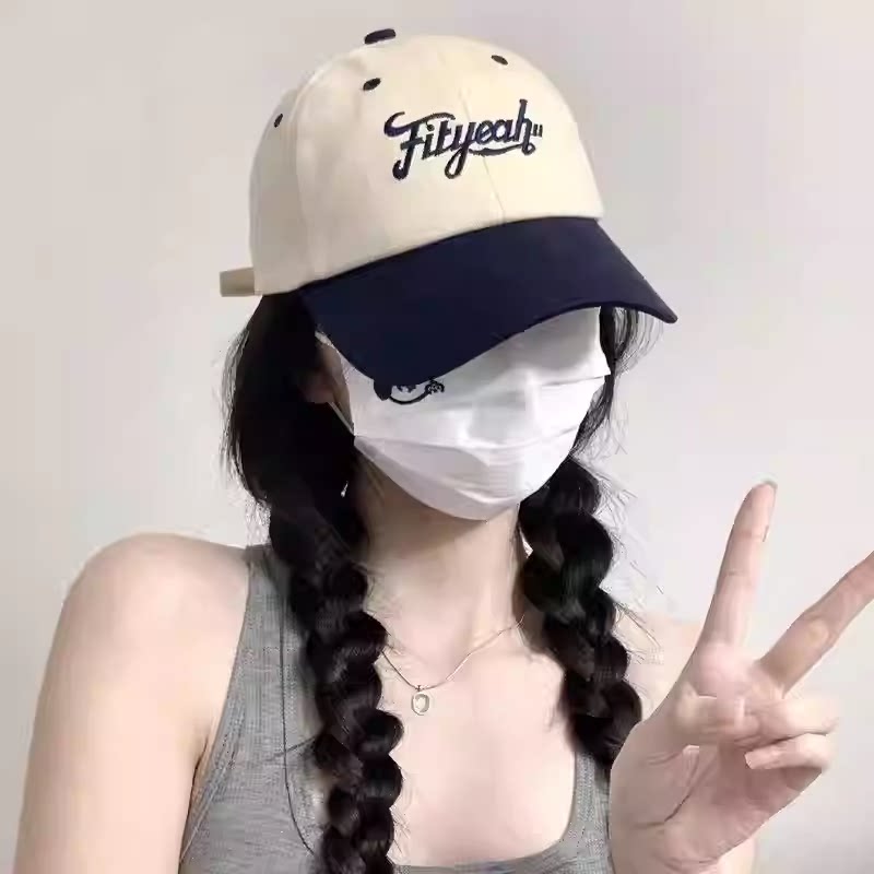 大头围拼色棒球帽子女2026新款夏季刺绣情侣百搭运动撞色鸭舌帽女