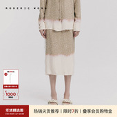 RODERIC WONG春夏款 独特优雅复古渐变落色毛边开叉半裙淡人穿搭