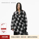 RODERIC 辛芷蕾同款 WONG秋冬原创设计黑色格纹披肩大衣女外套