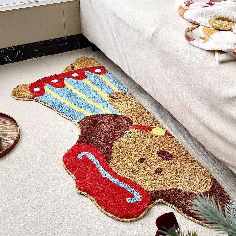 小单 卡通地毯 植绒地毯浴室垫卧室簇绒地毯客厅机织苔藓地毯