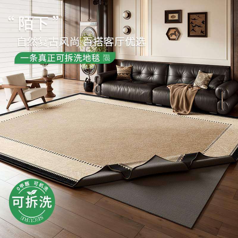 可拆洗地毯客厅中古风双层可机洗卧室沙发复古耐脏全铺地垫家用