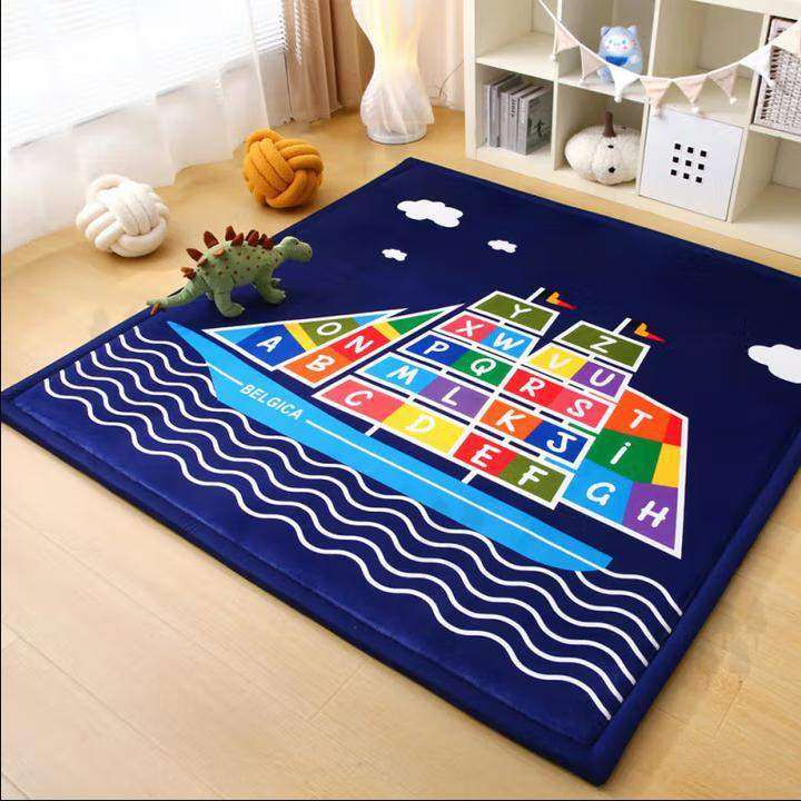 卡通加厚防摔地垫家用爬爬垫儿童房间游戏垫卧室飘窗垫防滑打地铺