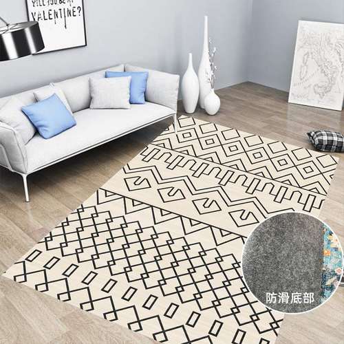 跨境北欧防滑底部客厅地毯耐脏易打理可折叠机洗卧室床边大地毯