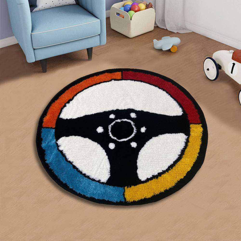 跨境 家用摇椅电脑卧室床边创意圆形毛绒地毯楼梯入门地垫防滑