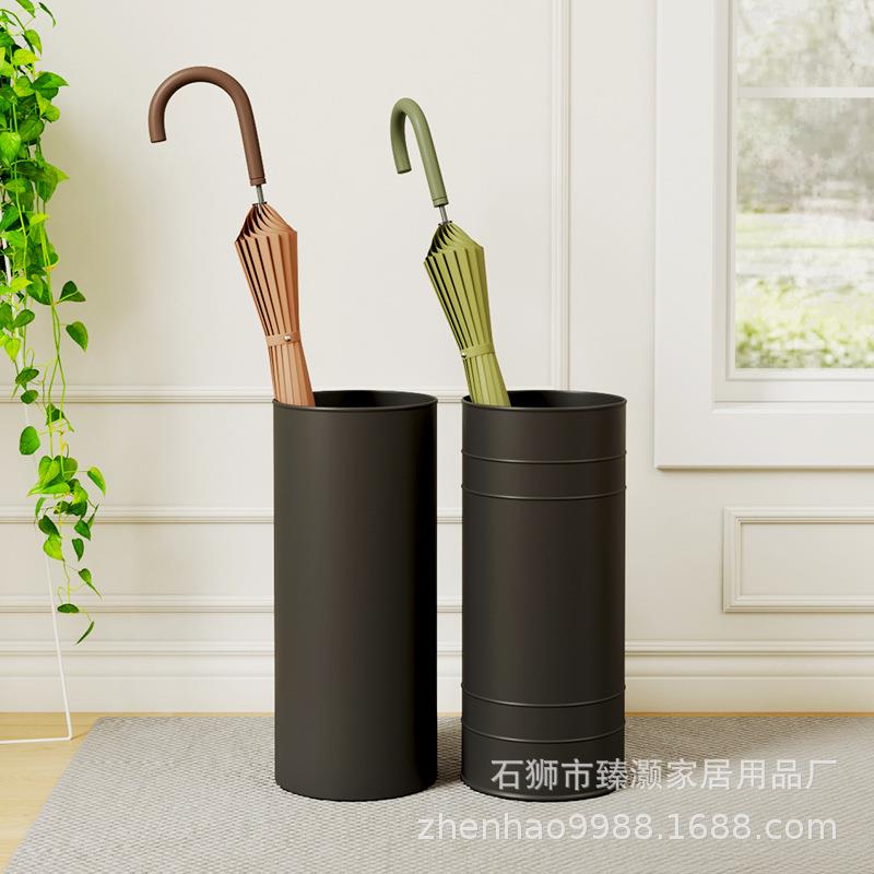跨境门口入户雨伞架收纳金属铁艺简约雨伞桶酒店大堂圆形沥水伞筒