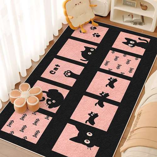 地毯卧室床前儿童房可爱波斯绒床边毯子女孩房间床下加厚地垫家用