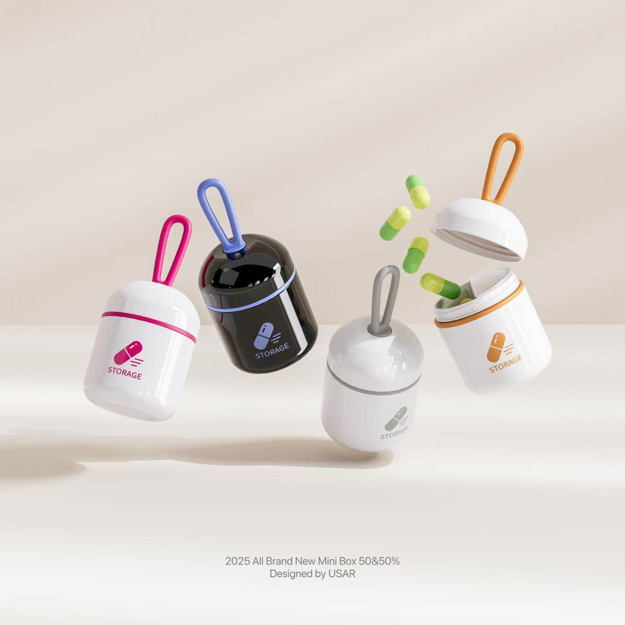 亚马逊便携迷你收纳药盒两格随身携带胶囊药丸收纳盒提手设计,收纳整理,药盒,淘宝优惠券,粉丝福利购,淘宝优惠卷