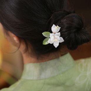 u形发簪日常通勤古风小发簪子女童发钗玉兰花朵古装发髻头饰汉服