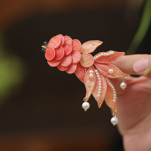 小鱼发夹儿童女耳边夹古风小女孩发卡头饰可爱夹子红色发饰品汉服