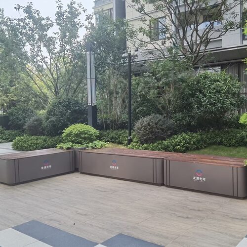 定制户外种植箱花箱坐凳组合公园商业街广场商场成品塑木座椅花槽