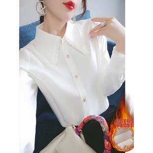 丝绒底衫 欧洲女式 春秋冬时尚 2025新款 雪纺上衣 白衬衫