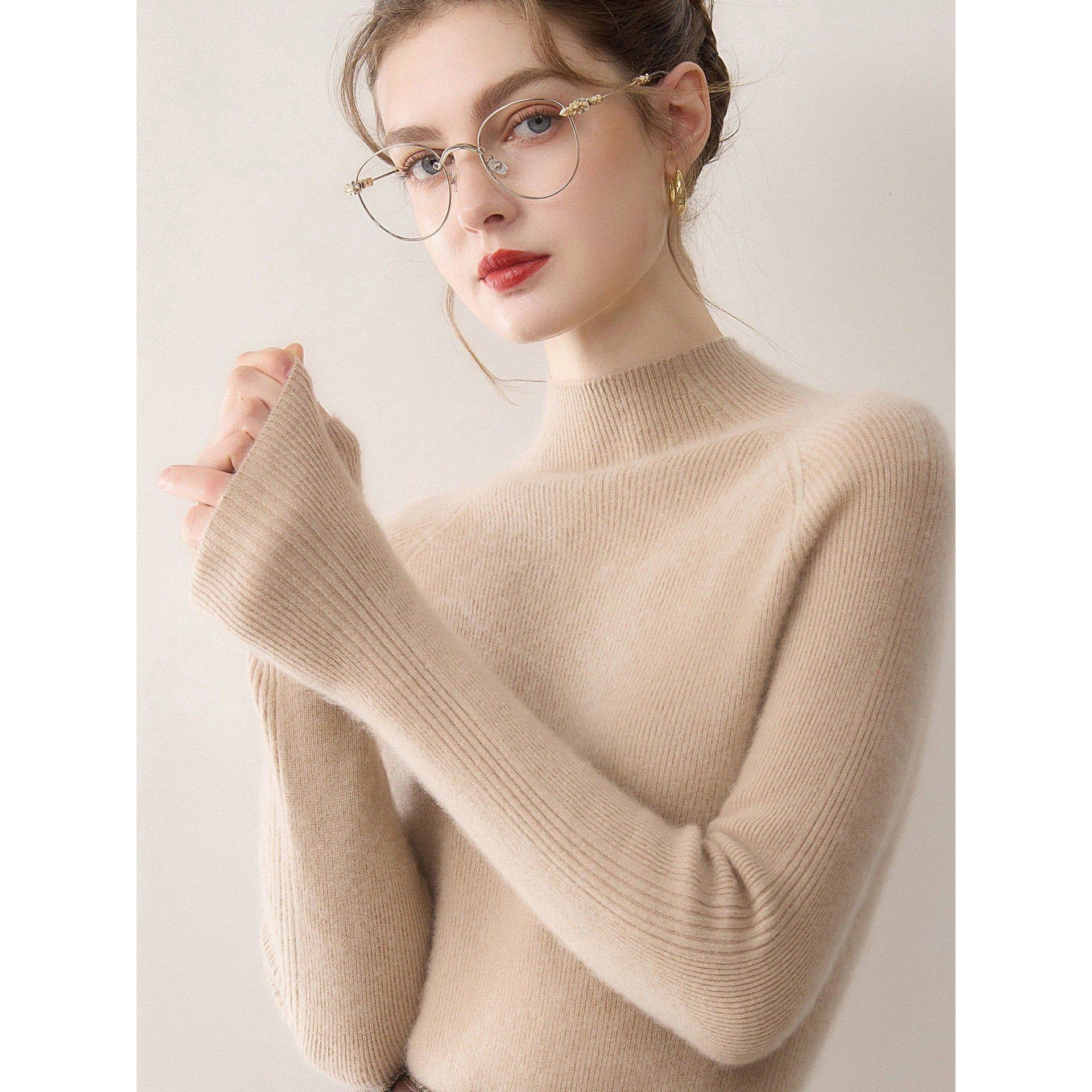 无缝100%纯山羊绒衫女半高领插肩袖修身抽条亲肤针织打底羊绒毛衣,女装/女士精品,羊绒衫,淘宝优惠券,粉丝福利购,淘宝优惠卷