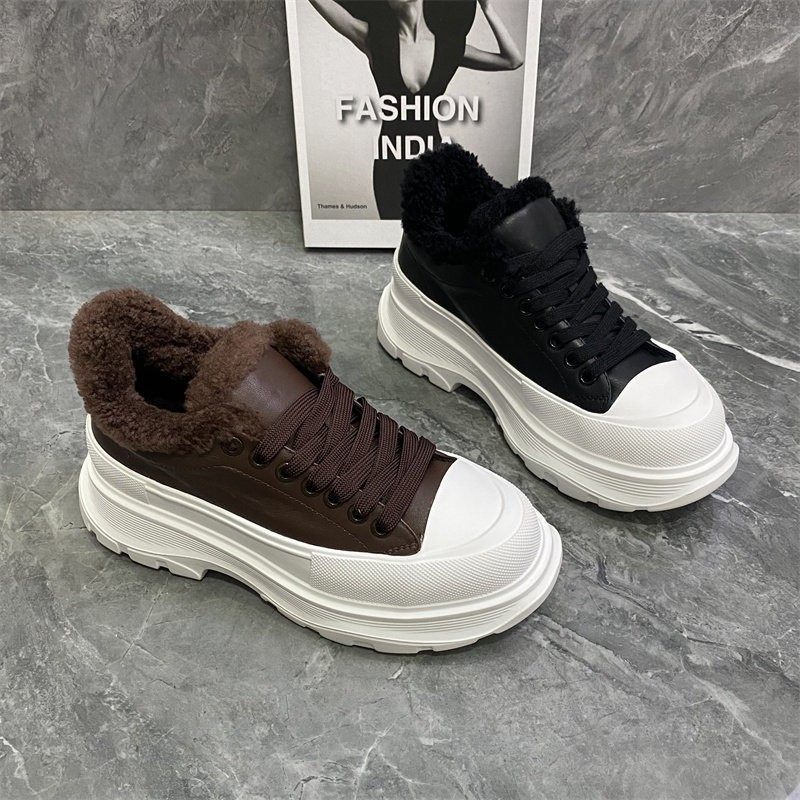 增高6cm~欧货真皮加绒厚底休闲鞋女2024秋冬新百搭时髦毛口棉鞋潮,女鞋,棉鞋,淘宝优惠券,粉丝福利购,淘宝优惠卷