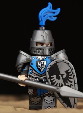 中古狮王城堡系列黑鹰骑士单面印刷人仔VP111-116龙骑士拼装积木