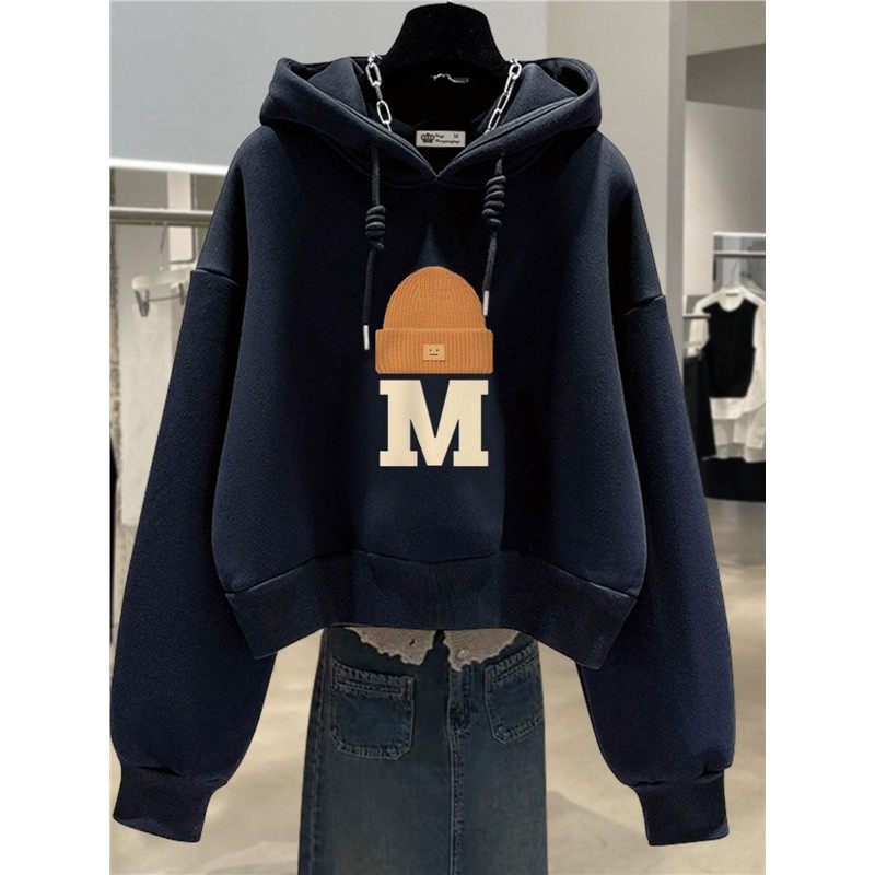 专柜连帽卫衣女加绒2025秋冬新款设计感小众宽松字母帽子短款外套