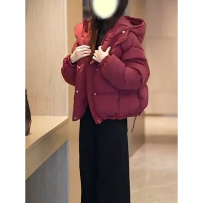 香港代购短款连帽羽绒服女冬季新款宽松显瘦小个子保暖面包服外套