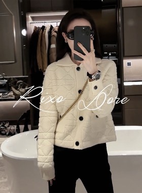 RIXO DORE法式秋冬新款高级翻领格纹小香风外套覆古休闲百搭上衣