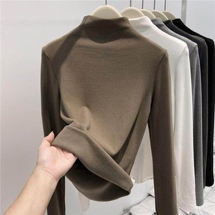 女内搭加厚保暖高级感上衣 打底衫 法国Rouje Dsyle半高领加绒长袖