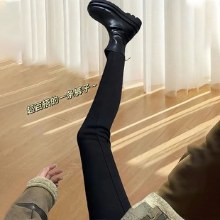 女秋冬铅笔紧身弹力小脚靴裤 Rouje Dsyle高腰加绒加厚黑色牛仔裤