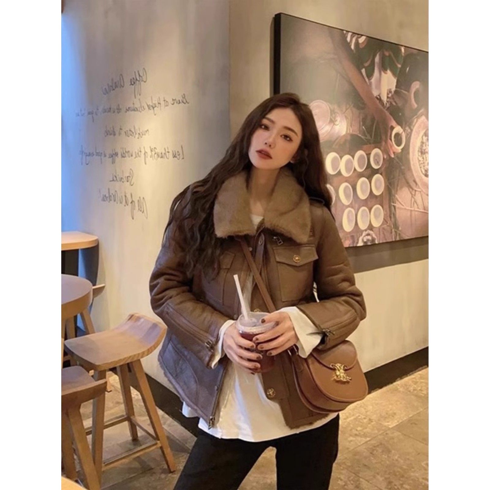 欧洲站女装2024年新款高级感超好看皮毛一体羊羔毛皮衣外套女秋冬