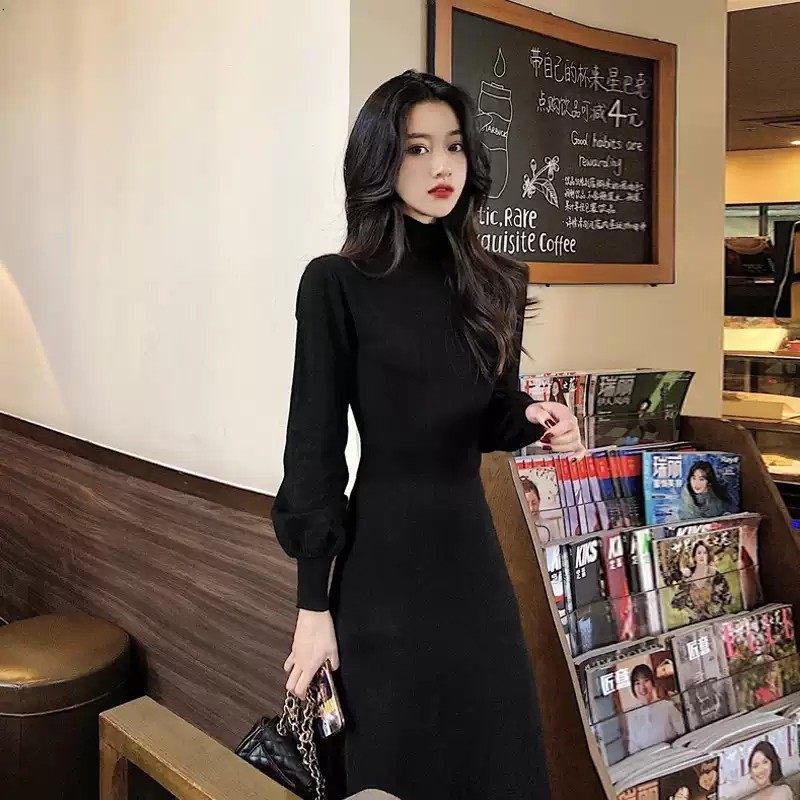 欧洲站秋冬新款法式名媛气质高端配大衣半高领修身显瘦针织连衣裙,女装/女士精品,连衣裙,淘宝优惠券,粉丝福利购,淘宝优惠卷