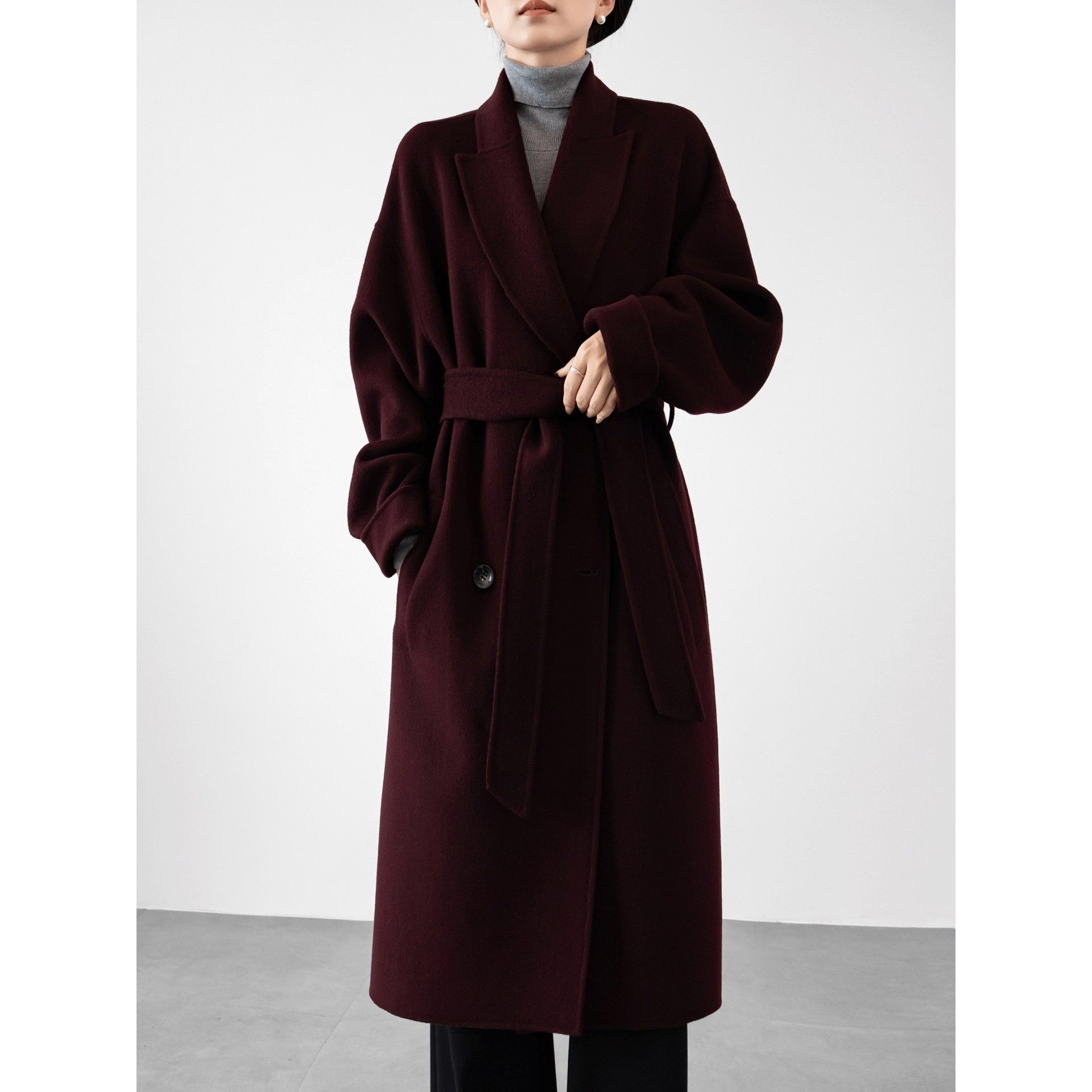 双面羊绒大衣女2025年秋冬新款高级感羊毛呢子浴袍款高端毛呢外套