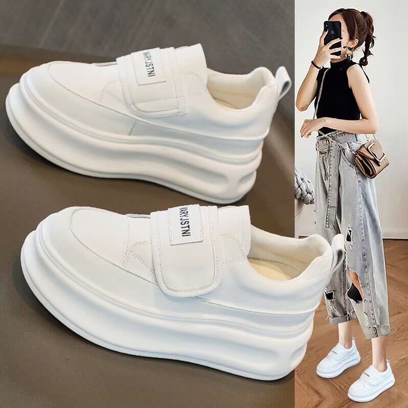 香港磨术贴小白鞋女2025春季新款百搭厚底内增高单网休闲白色板鞋,女鞋,休闲板鞋,淘宝优惠券,粉丝福利购,淘宝优惠卷