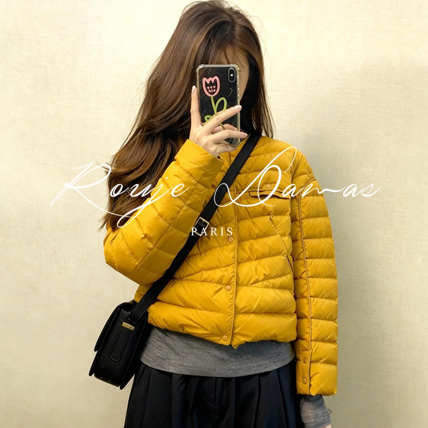 Rouje Damas法式橘色轻薄排骨羽绒服女装小个子宽松保暖短款外套