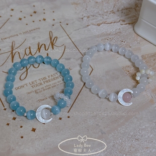 「Lady Bee」月亮奔你而来·猫眼石手链ins网红小众高级精致手串