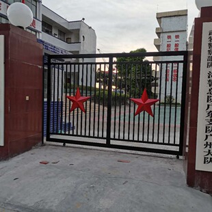 广州厂家定做简易单位入口铁艺大门 双面铁皮立体大五角星 铁大门