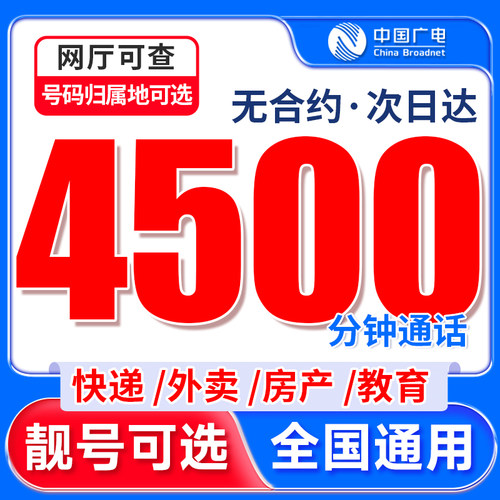手机电话卡超长通话语音卡2000分钟号码快递外卖骑士卡可选归属地