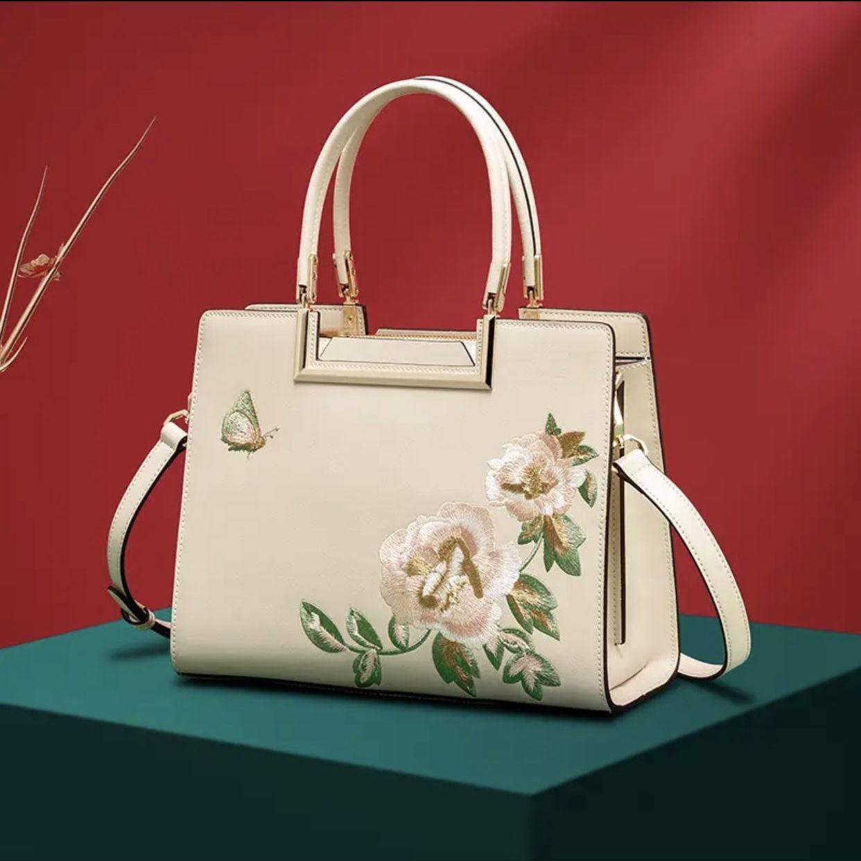 2024新款刺绣国风大气手提包时尚斜挎包民族真皮单肩斜挎女包妈妈,箱包皮具/热销女包/男包,手提箱,淘宝优惠券,粉丝福利购,淘宝优惠卷