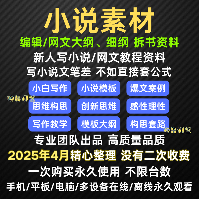 小说拆书资料小说素材网文网文大纲小白写作课程写小说必备模版新