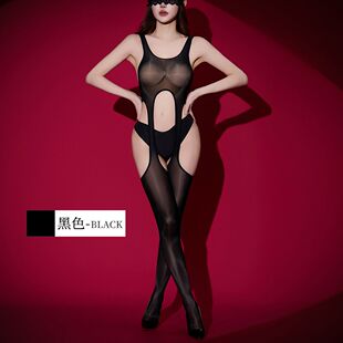 卿荷油光四面开档吊带连体衣成人情趣丝袜超薄6D油亮丝滑性感诱惑