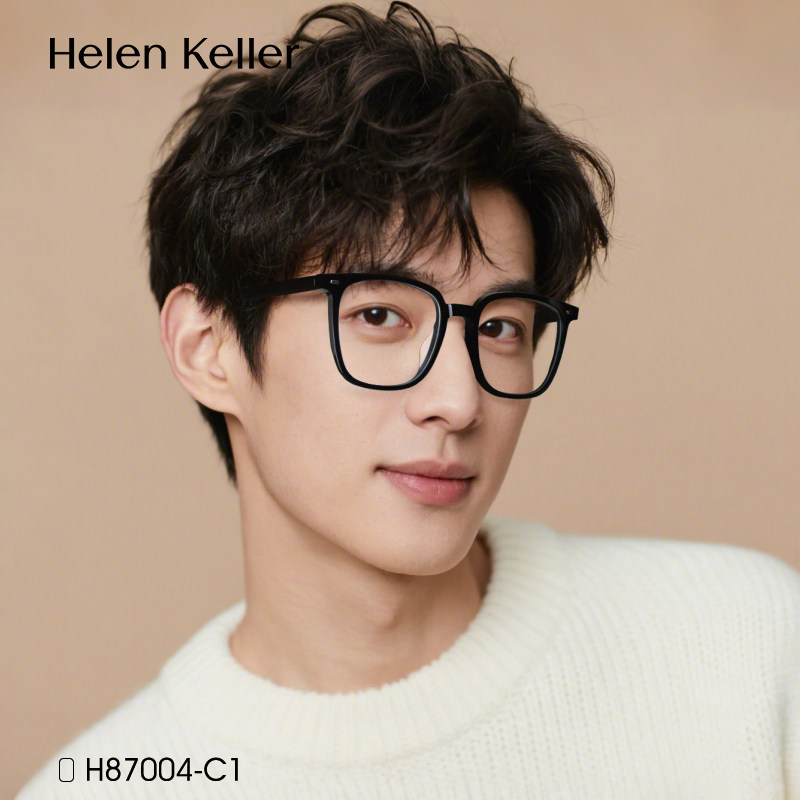海伦凯勒黑框板材方框大框大脸眼镜框定制可配近视变色镜片男款女