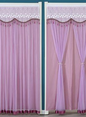 门帘B5sRN5Rm家用免打孔缩不杆四季通用卧隔室防蚊伸遮挡透人蕾丝