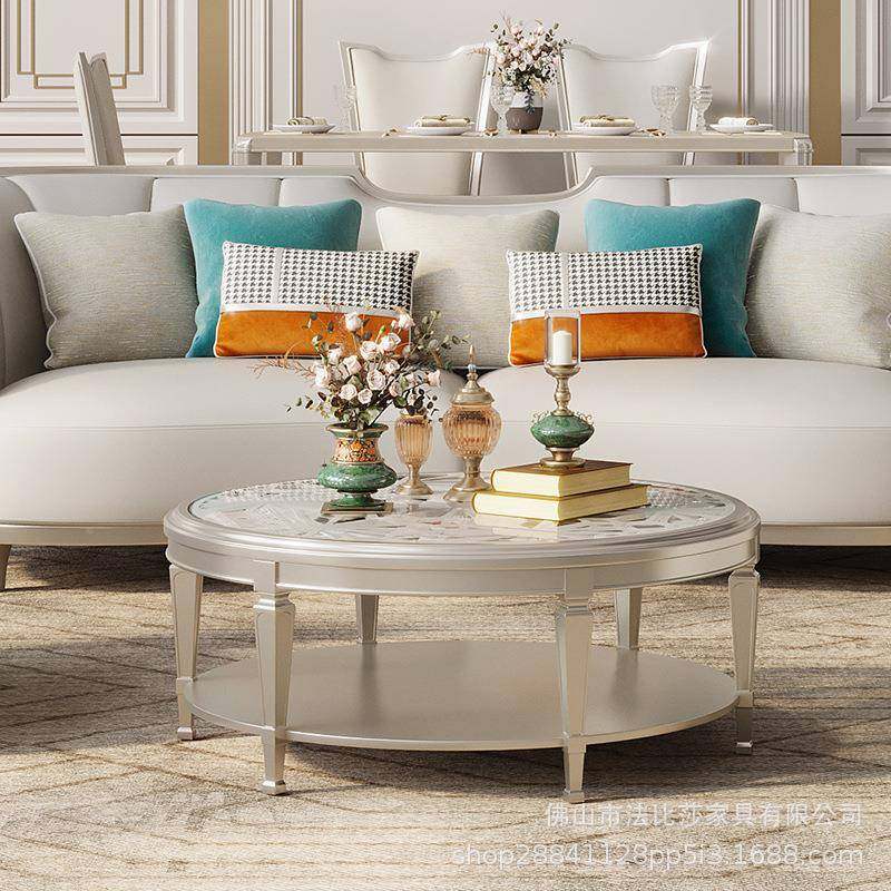 美式轻奢钢化玻璃茶间几美45822几式板实木样茶几电视柜组合圆茶,住宅家具,茶几,淘宝优惠券,粉丝福利购,淘宝优惠卷