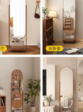 ?挂衣架落地全身轻奢复可转一体家用衣镜帽UTQ架移旋动古穿衣镜洞