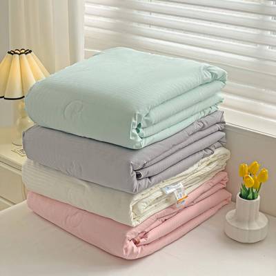A类全棉k11.段提花夏被大豆纤被维夏凉贡被夏季薄子纯色家被芯用