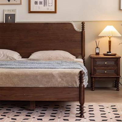 北6406美黑桃木床现简约代美式古床新中式床复胡卧室全实木双人床