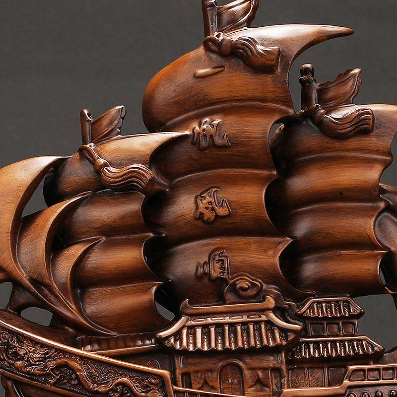 仿黑檀木帆树艺帆船工品摆件一脂风顺船家居装饰品B488H客厅办公